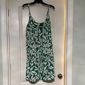 A New Day Green and White Leaf Print Dress